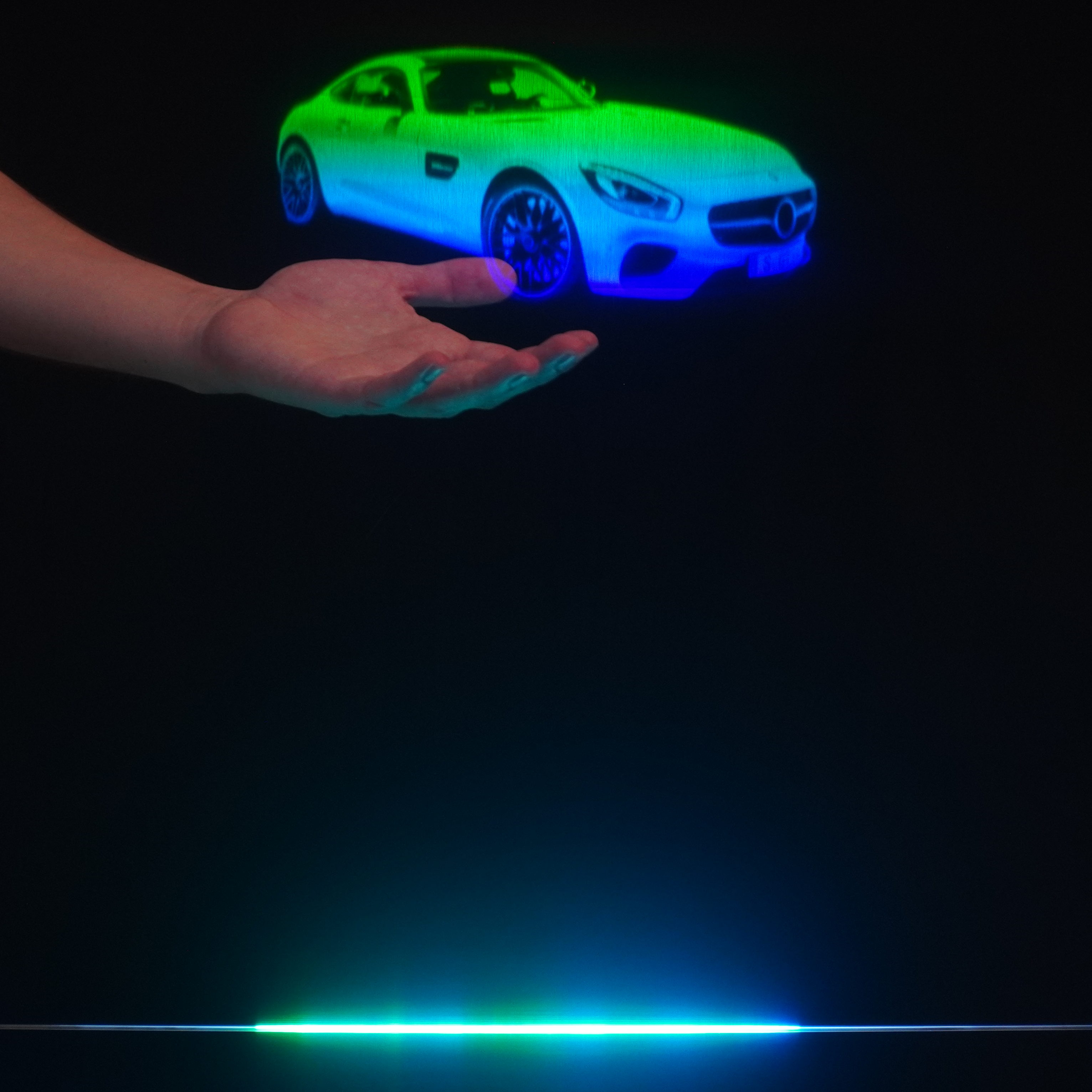 Hologram-like image of a car